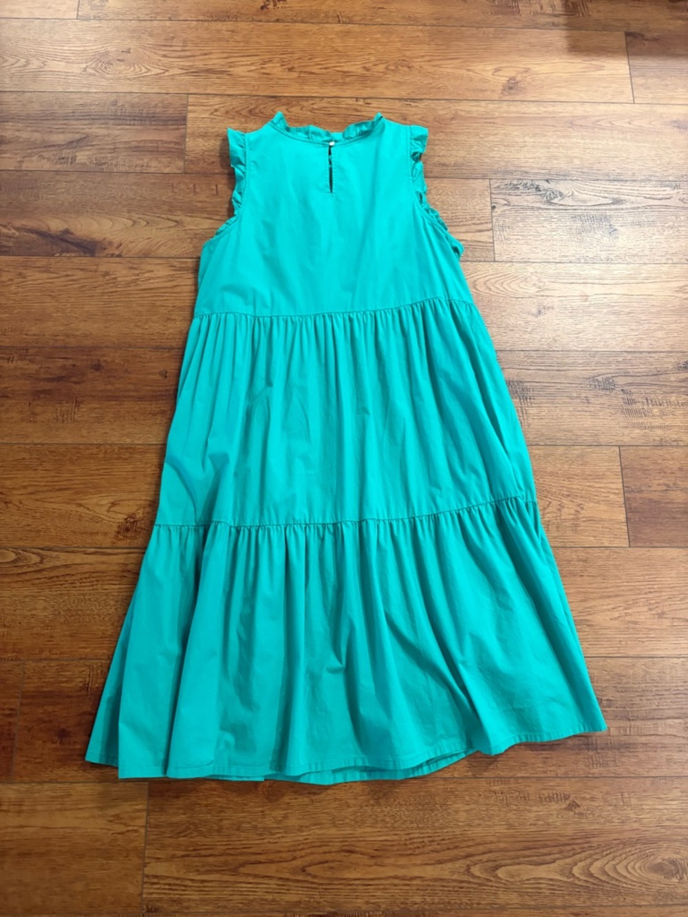 J.Crew Re-imagined Kelly Green Tiered Midi Dress Size 18 | Ruffle Sleeve - Picture 5 of 5